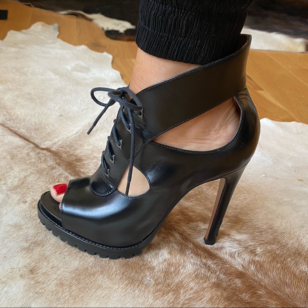 Alaïa Lace Up Open Toed Booties